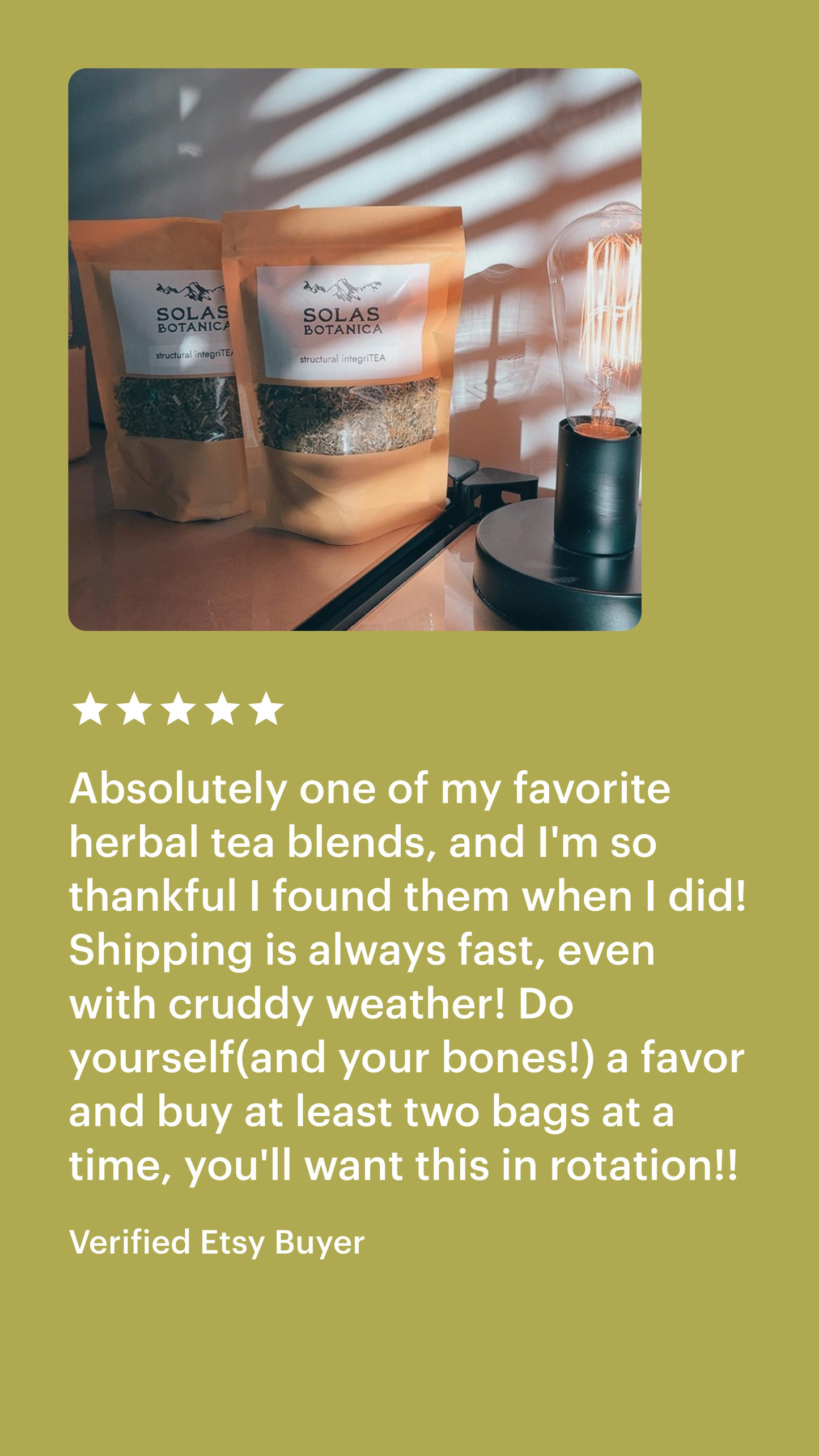 Organic Tea Blend: nettle, comfrey, alfalfa, oatstraw, horsetail, and bamboo